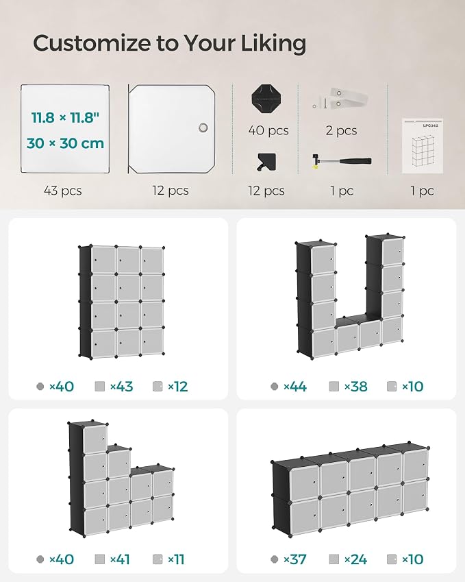 SONGMICS Cube Storage Organizer, 12-Cube Closet Storage Shelves, Modular - Image 8