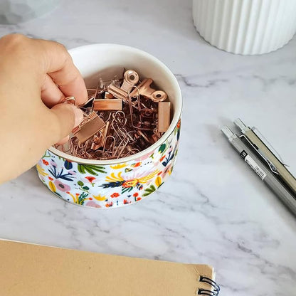 Paper Clip Holder Ceramic Paper Clip Holders Garden Floral Paperclips Holder - Image 5