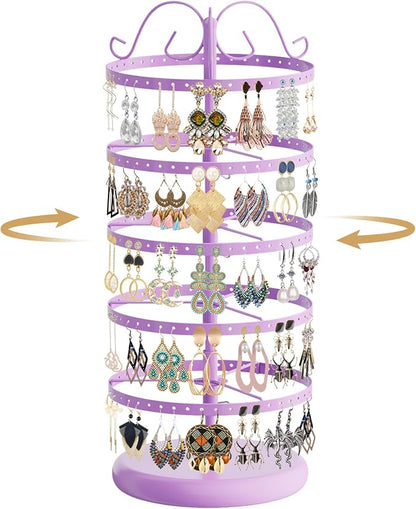 MODOWEY Rotating Earring Holder Organizer Stand, 5 Tiers Metal Tree, by MODOWEY