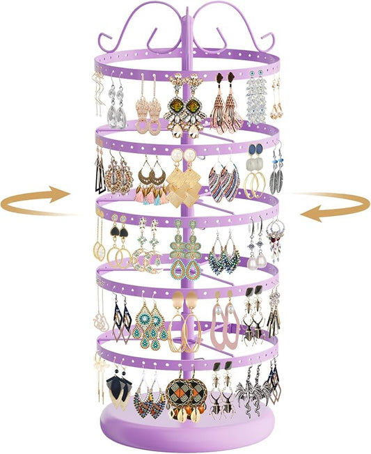 MODOWEY Rotating Earring Holder Organizer Stand, 5 Tiers Metal Tree, by MODOWEY