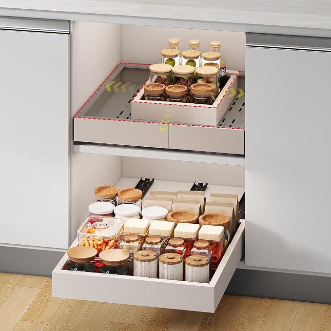 Pull out Cabinet Organizer, Width and Depth Expandable by Fokyfok