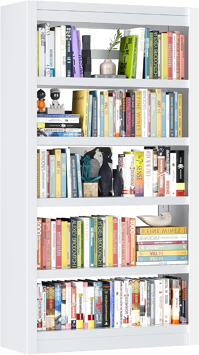Bookshelf, 5-Tier Sturdy Bookcase, Adjustable Book Shelf, Large Capacity per by LyAosdFu