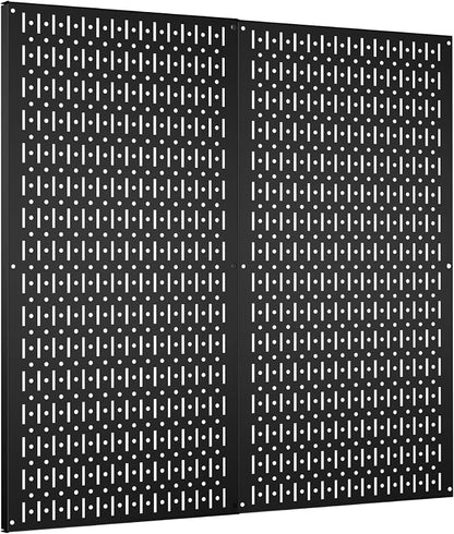 Pegboard Wall Organizer 2 PCS 32" x 16" Black Peg Board Metal Pegboard Panels by Unknown