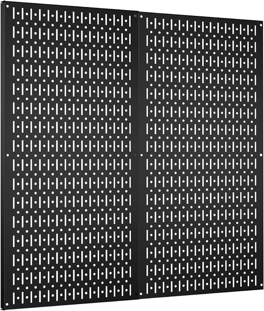 Pegboard Wall Organizer 2 PCS 32" x 16" Black Peg Board Metal Pegboard Panels by Unknown
