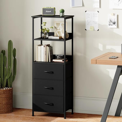 Somdot 3 Tier Bookshelf with Drawer, Tall Bookcase with Shelves, Bookshelf - Image 5