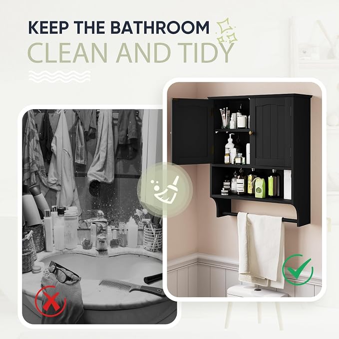 Smuxee Black Bathroom Cabinet Wall Mounted - Image 7