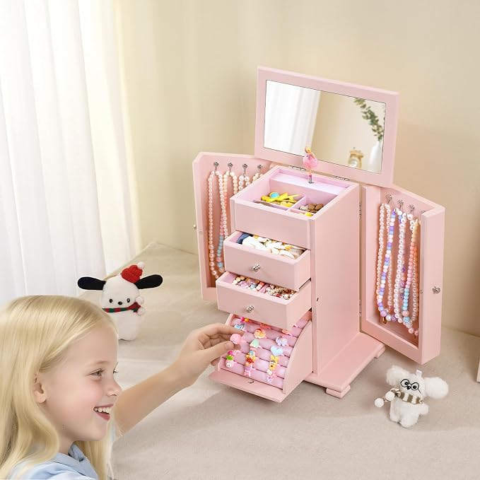 Emfogo Musical Jewelry Box for Girls, Large Kid Music Box - Image 3