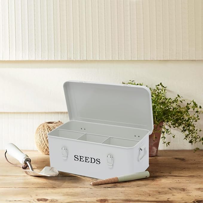 Seed Saving Box, Metal Seed Bin, Seed Storage Organizer, Seed Packet Container - Image 6