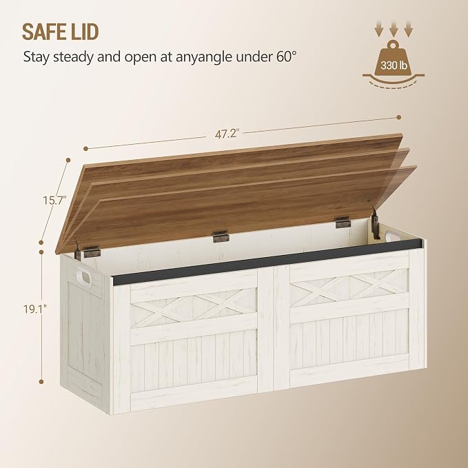 Hzuaneri 47" Storage Bench, Lift Top, 210L/55 Gal Large Storage Chest | | 330lb - Image 3