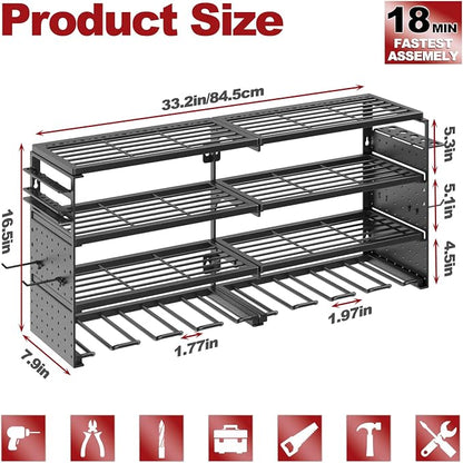 4 Tier Power Tool Organizer Wall Mount, 8 Cordless Tool Rack, 320LBS Heavy Duty - Image 2