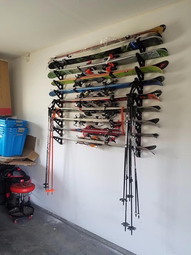 StoreYourBoard Ski Wall Rack – Horizontal Ski Rack Wall Mount, Holds 3 Pairs of - Image 6