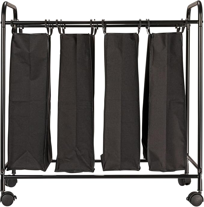 Household Essentials Rolling Laundry Sorter, 4 Bag Laundry Sorter Cart - Image 5