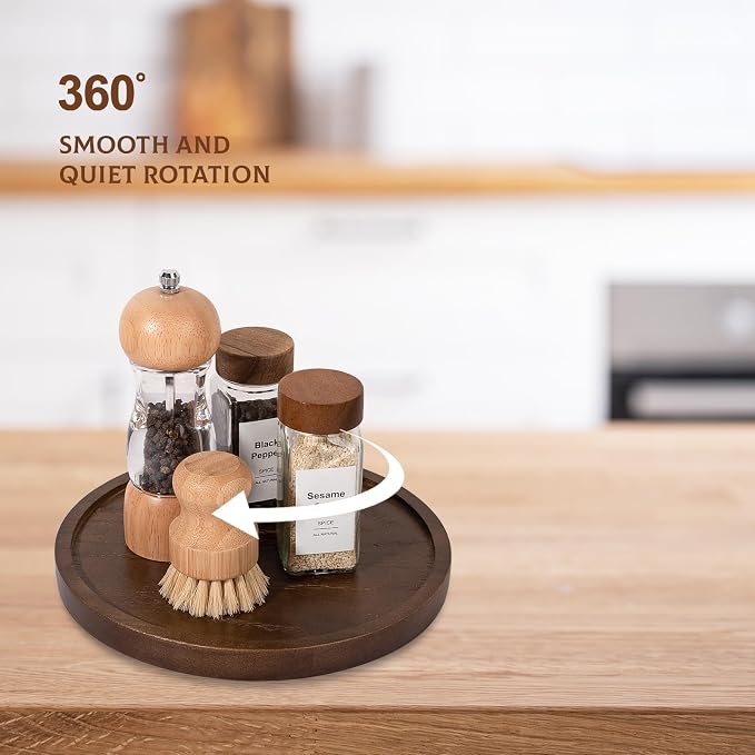 Wood Lazy Susan Organizer Kitchen Turntable - Image 4