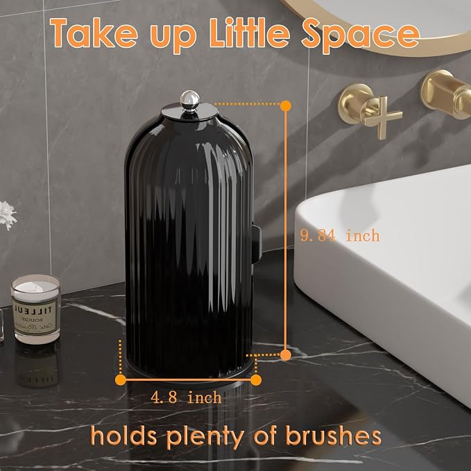 Makeup Brush Holder with Lid 360 Rotating Clear Dustproof Make Up Organizers - Image 6