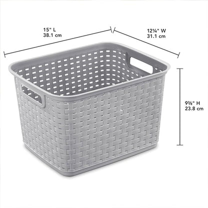Sterilite 12-Pack Tall Weave Basket, Wicker-Style Plastic Open Storage Bin - Image 2