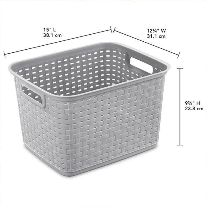 Sterilite 6-Pack Tall Weave Basket, Wicker-Style Plastic Open Storage Bin - Image 2