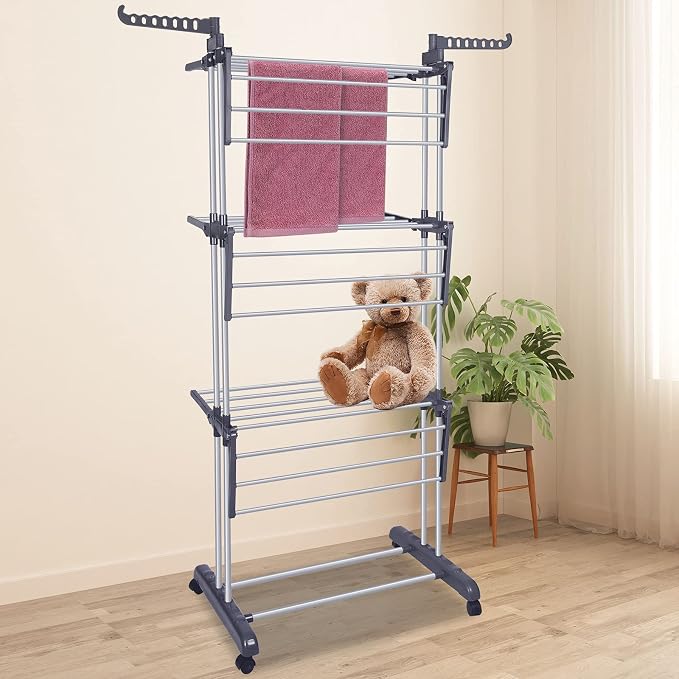 Bigzzia Clothes Drying Rack Folding Drying Rack Clothing 4 Tier Clothes Horses - Image 2