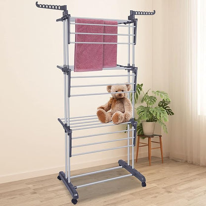 Bigzzia Clothes Drying Rack Folding Drying Rack Clothing 4 Tier Clothes Horses - Image 2
