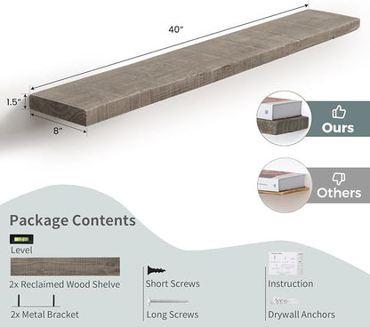 FLYJOE 44 Inch Long Solid Wood Floating Shelves - Image 2