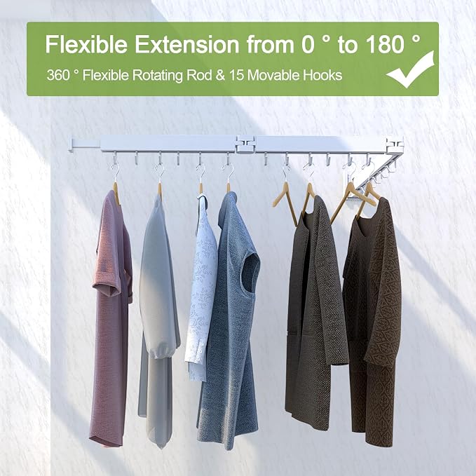 Clothes Drying Rack, Laundry Drying Rack Wall Mounted, 3-Fold Laundry Drying - Image 6