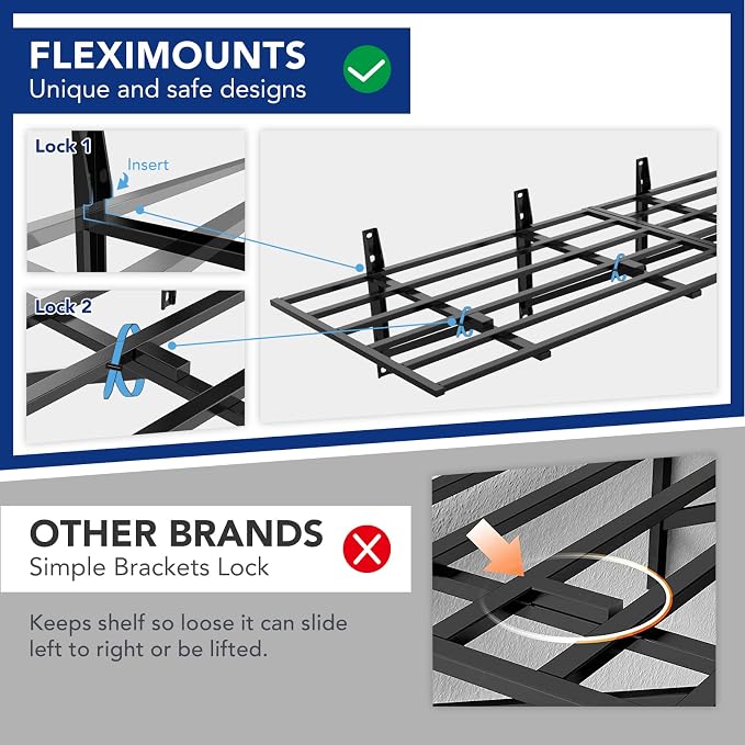 FLEXIMOUNTS 2x6ft Heavy Duty Garage Storage Shelving, 1600lbs Total Weight - Image 2