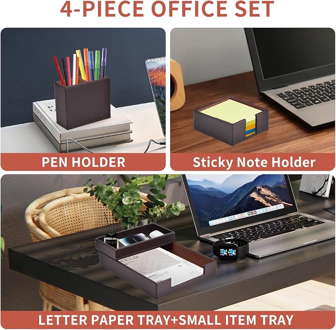 4 Pack Leather Office Supplies/Desk Organizer - Image 2