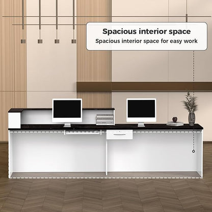 L Shape Reception Desk with Counter, Lockable Drawer, Keyboard Tray, and - Image 6