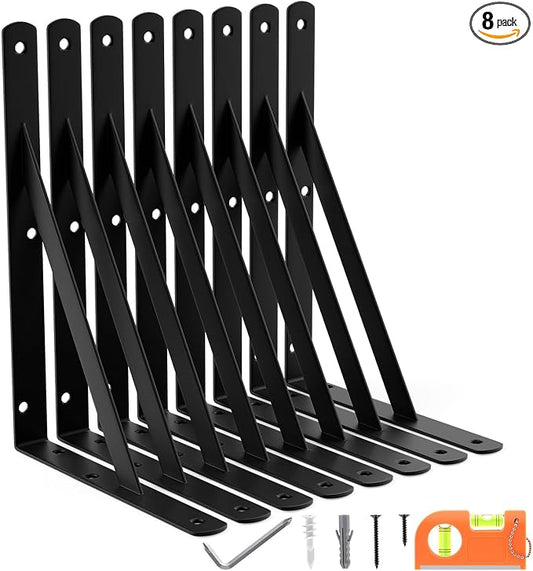 8-Pack 11 Inch Heavy Duty Shelf Brackets, Large Floating Wall Bracket by FinestHomeDecor