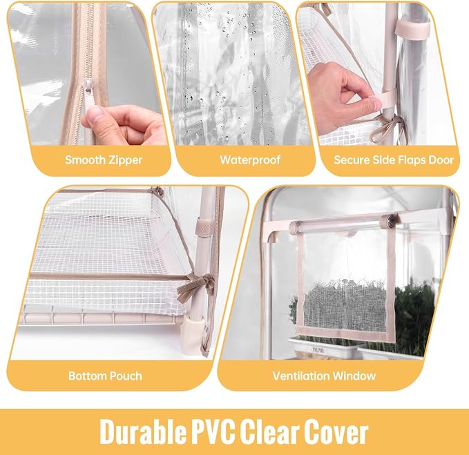 Mini Indoor Greenhouse with Grow Light, 4 Tiers Plant Shelf with 1.6FT 20W Full - Image 3