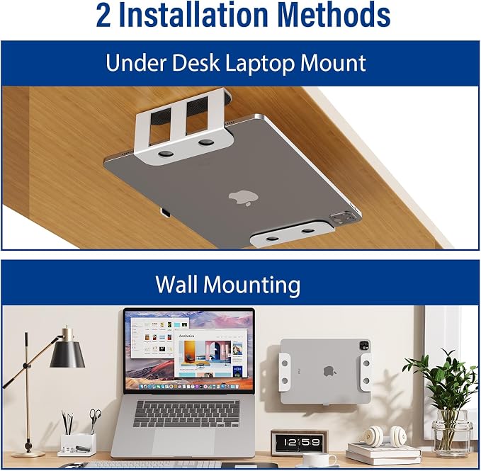 BYMECOST Under Desk Laptop Mount, Metal Under Desk Storage Holder, - Image 2