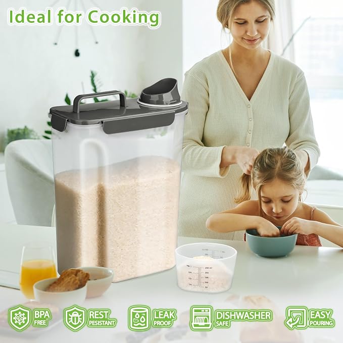 Viretec Rice Storage Container, 15 to 20lb Dry Food Airtight Dispenser - Image 4