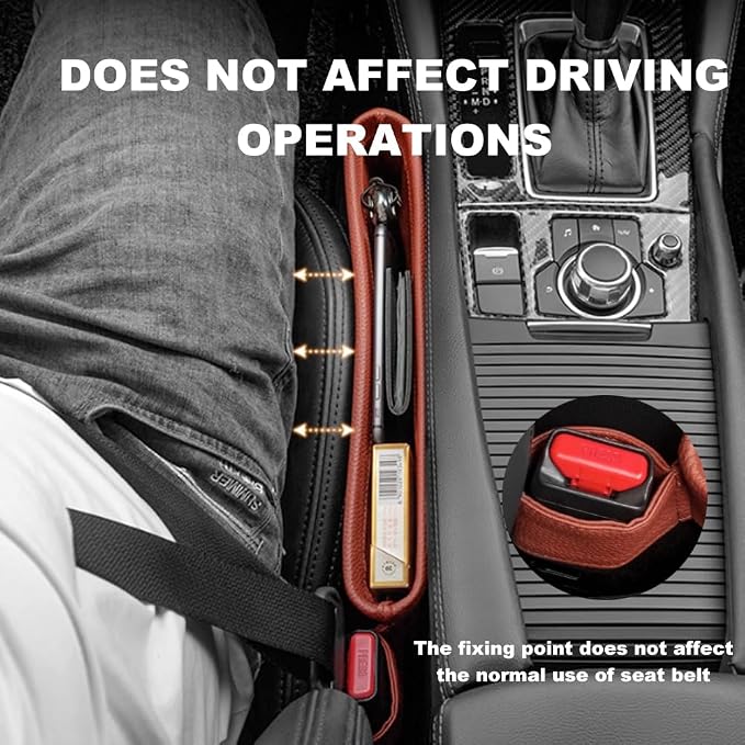 Tumecos Car Seat Pockets PU Leather Car Console Side Organizer Seat Catcher - Image 3