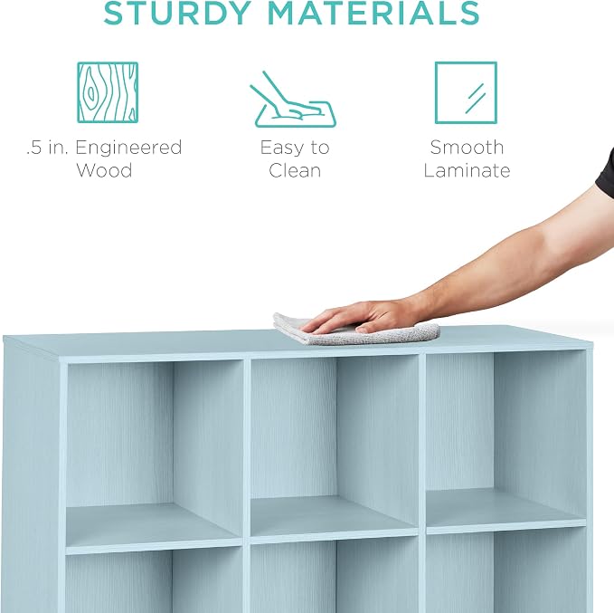 Best Choice Products Kids Bookcase 9-Cube Storage Organizer, 11in Shelf Opening - Image 6