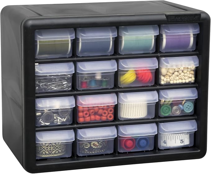Akro-Mils 16-Drawer Plastic Storage Cabinet, 10.5"W x 6.5"D x 8.5"H, Makeup - Image 18