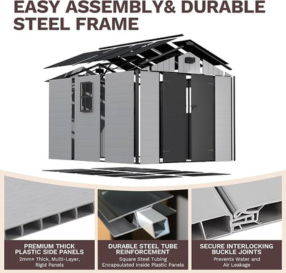 Patiowell 8x8 FT Resin Outdoor Storage Shed - Image 7