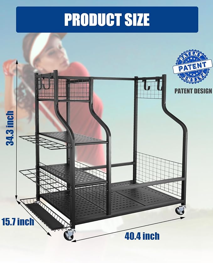 Mythinglogic Golf Storage Garage Organizer, Golf Bag Storage Stand and Other - Image 5