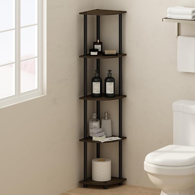 Furinno Turn-N-Tube Storage Shelves, 5-Tier Book Shelf, Corner Shelf - Image 2