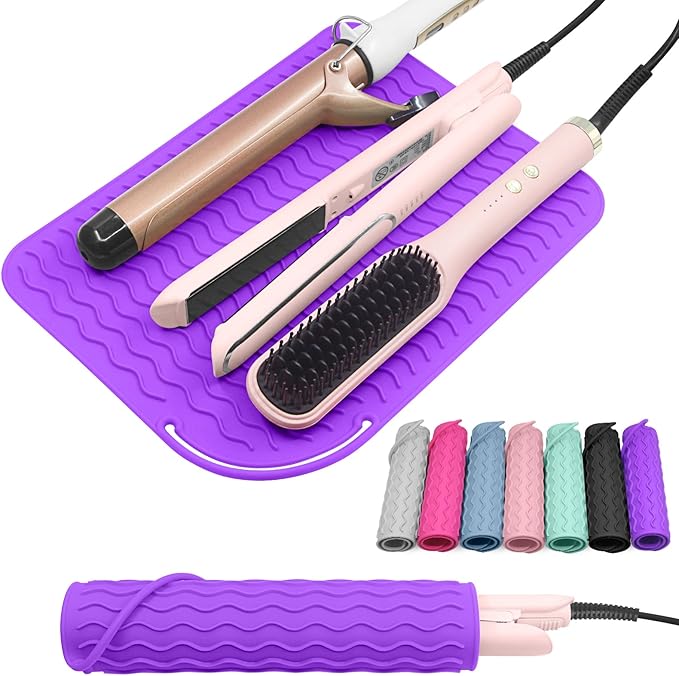 Plus Size Silicone Heat Resistant Mat, Portable Travel Hot Tools Pad Cover by Suafrnut