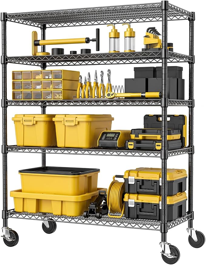 Black Storage Wire Rack Shelf, 24 inch Metal Shelving by IZEUK