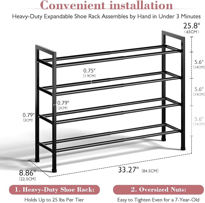 Bumusty 4-Tier Expandable Shoe Rack - Image 3