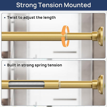 ENJOYBASICS 1" Gold Shower Curtain Rod, 30-88" Adjustable, Secure Tension | - Image 3