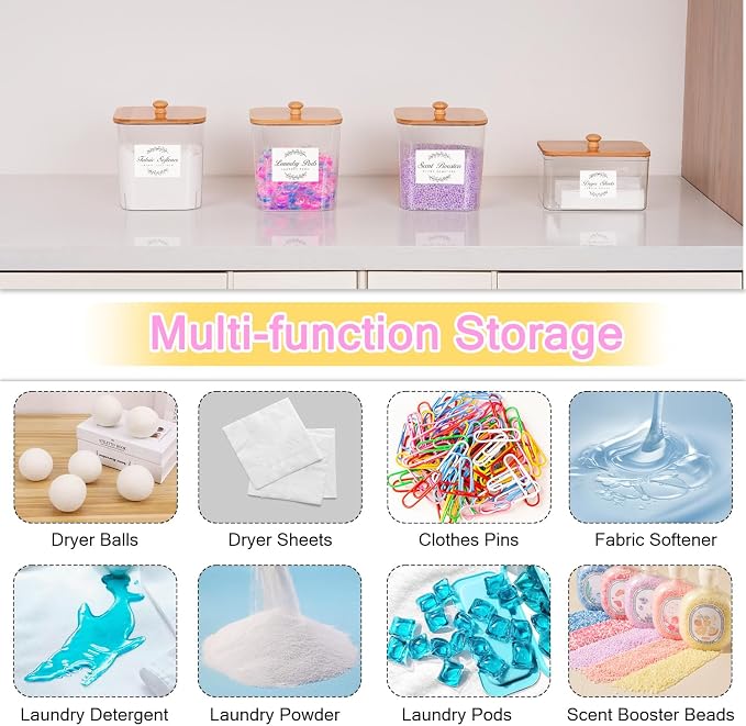 efluky 4+1 pack Laundry Pods Container & Dryer Sheet Holder Set, Laundry Pods - Image 5