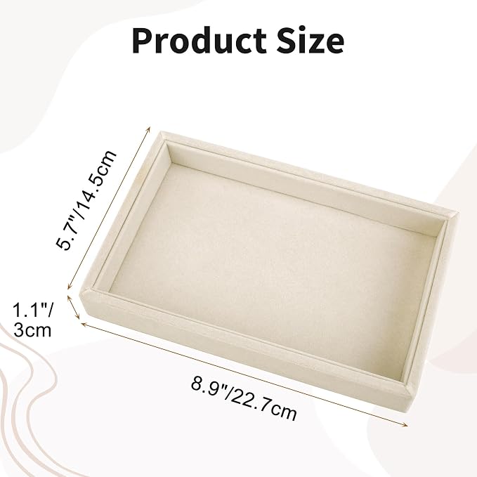 Mornajina 9" x 5.7" Velvet Jewelry Tray Jewelry Display Tray, Stackable Empty - Image 2