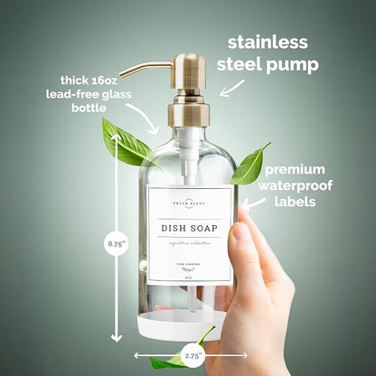 Vine Creations Clear Glass Soap Dispenser, 2 Pack Kitchen Soap Dispenser Set - Image 5