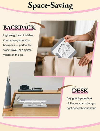 Tablet Stand for iPad, 360° Rotating Aluminum Foldable Holder – Adjustable Desk - Image 7