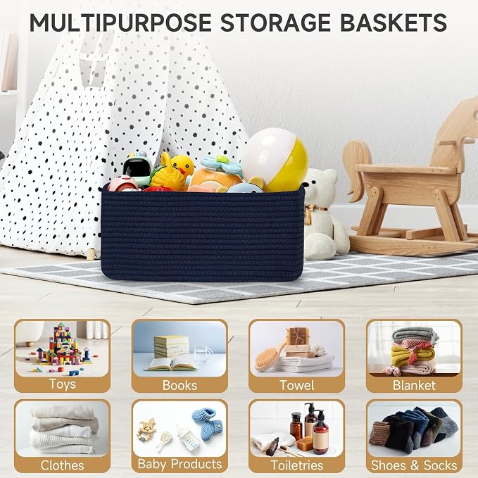 3-Pack Storage Baskets for Organizing | Woven Shelf Toy Basket | Rope Baskets - Image 6