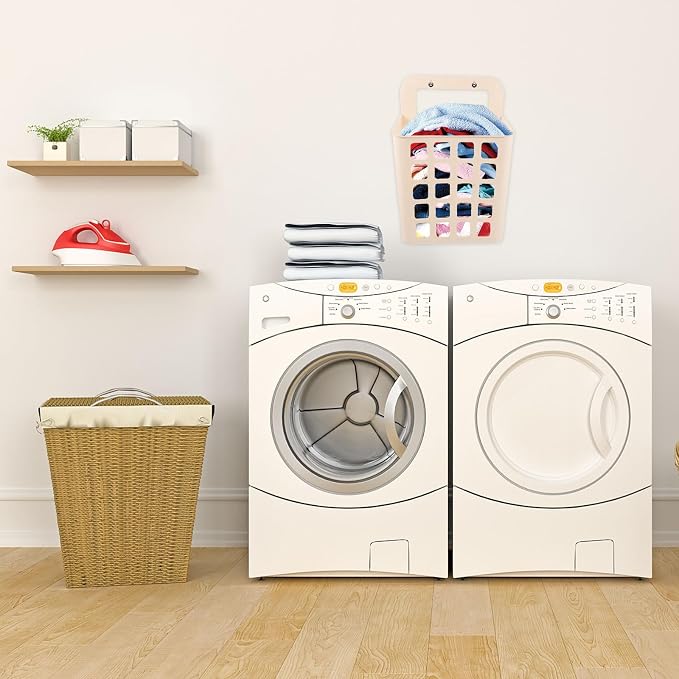 Alipis Foldable Hanging Laundry Basket 14.56X9.05X5.11In Plastic Laundry Hamper - Image 4