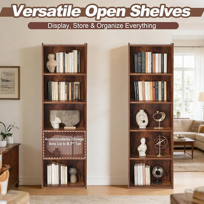 SUPER DEAL 5-Tier Open Shelf Bookcase and Bookshelf, Freestanding Display - Image 5