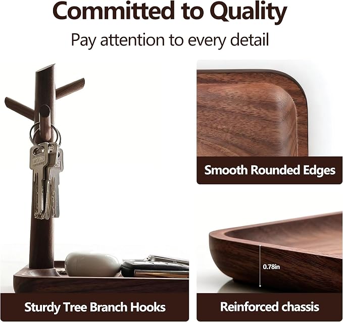 Solid Black Walnut Wooden Key Tray, Key Bowl - Image 6