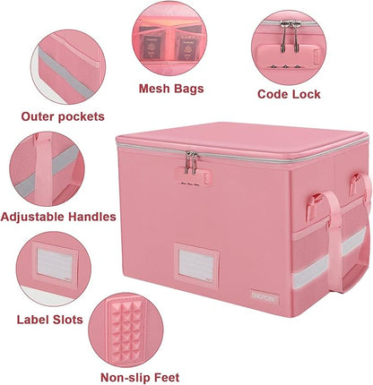 ENGPOW File Box with Lock, Fireproof Document Box with Zipper＆Pockets, - Image 4